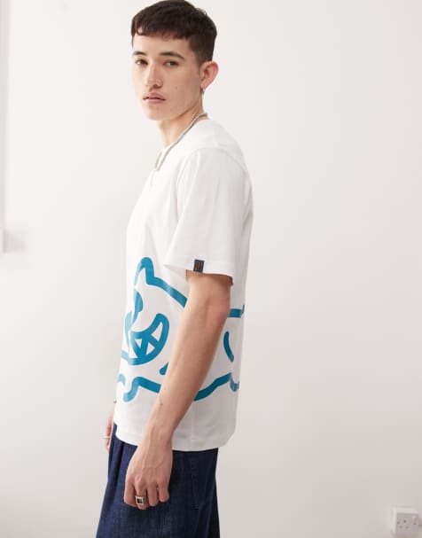 ICECREAM – Gruby biały T-shirt z motywem biegnącego psa - view 1