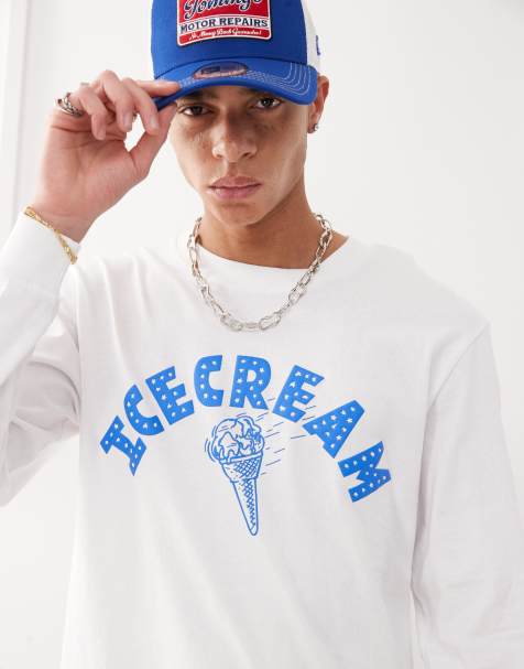 ICECREAM - Hvid T-shirt med lange ærmer og isvaffelprint - view 1