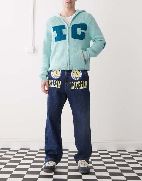 ICECREAM - Jean imprimé style cowboy - Indigo - view 1