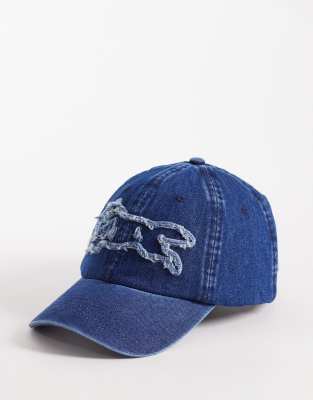 ICECREAM - Jeanskappe in Indigoblau mit Running-Dog-Logo in Used-Optik-Marineblau