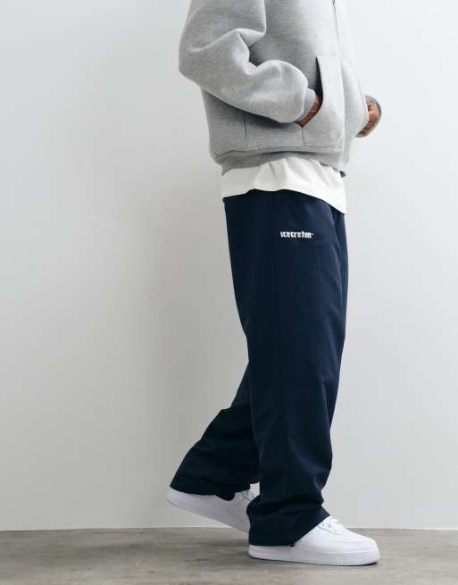ICECREAM - Joggingbroek met rennende hond-patch in marineblauw, 3 van 5