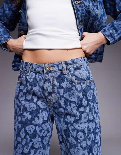 ICECREAM laser camo denim jeans co-ord in mid wash blue, 4 of 5