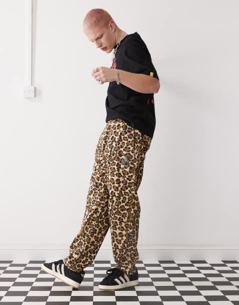 ICECREAM – Leopardmönstrade byxor i dra på-stil och skatestil med logga - view 1