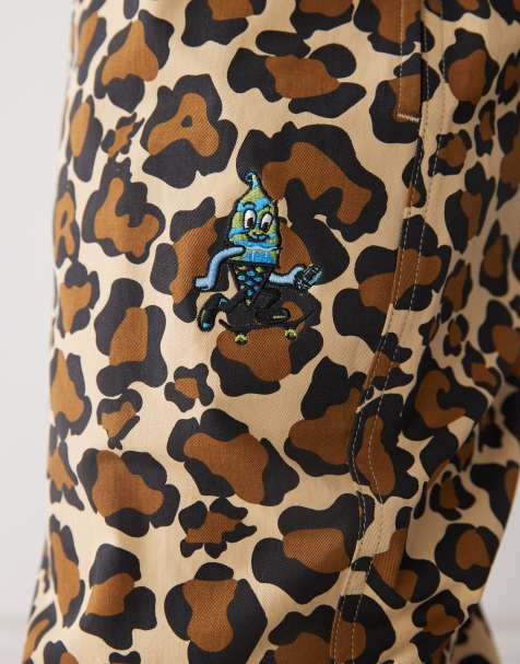 ICECREAM – Leopardmönstrade byxor i dra på-stil och skatestil med logga - view 1