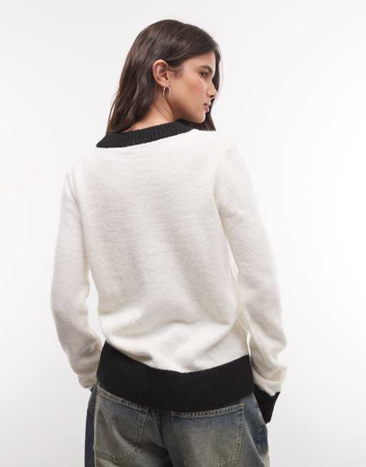 ICECREAM logo mohair knitted crewneck jumper in cream/black, 4 of 4