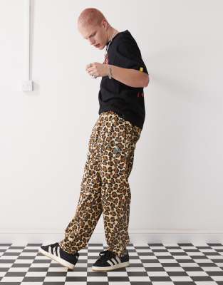 ICECREAM ICECREAM logo pull on skate trousers in leopard print-Multi
