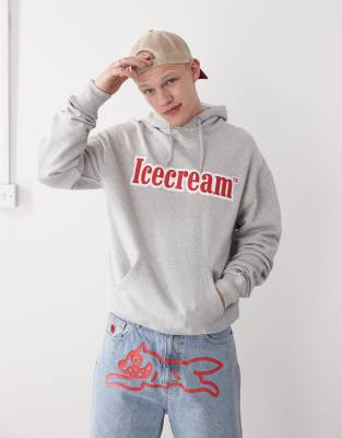 Icecream Logo Pullover Hoodie In Gray