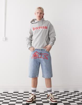 Icecream Logo Pullover Hoodie In Gray