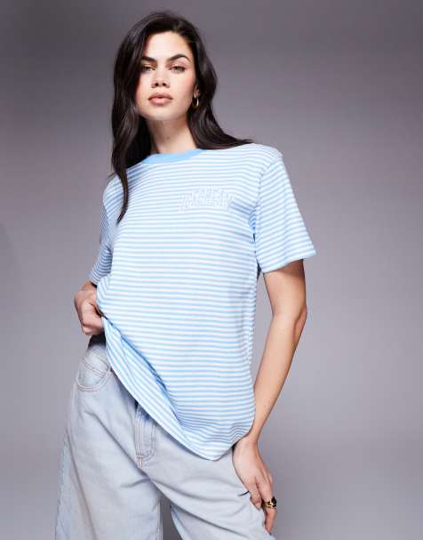 ICECREAM logo t-shirt in blue stripes - view 1