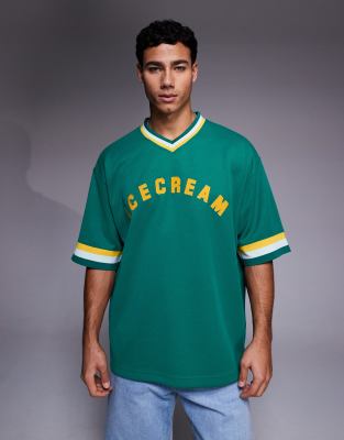 ICECREAM logo v-neck sports jersey in green