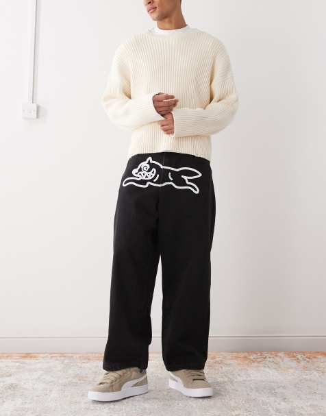 ICECREAM - Losse jeans met print van rennende hond in zwart - view 1