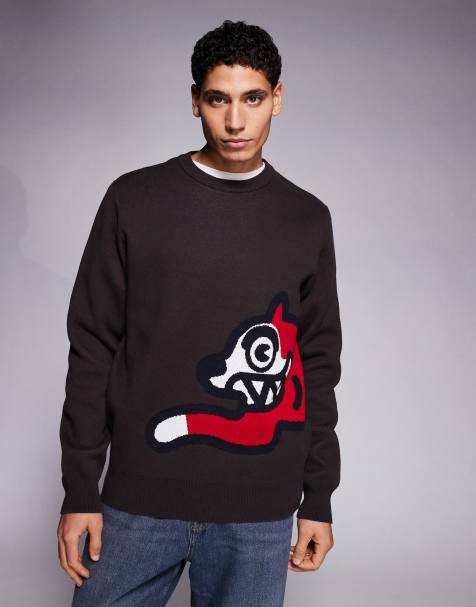 ICECREAM - Maglione marrone cioccolato con motivo con cane che corre - view 1