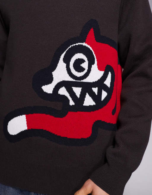ICECREAM - Maglione marrone cioccolato con motivo con cane che corre, 5 di 5