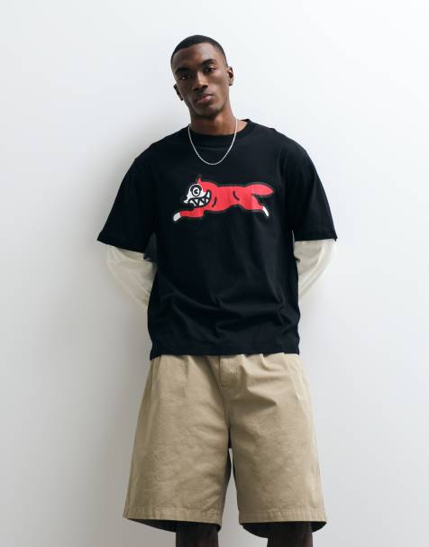 ICECREAM – Mehrlagiges Langarmshirt in Schwarz mit Running Dog-Print - view 1