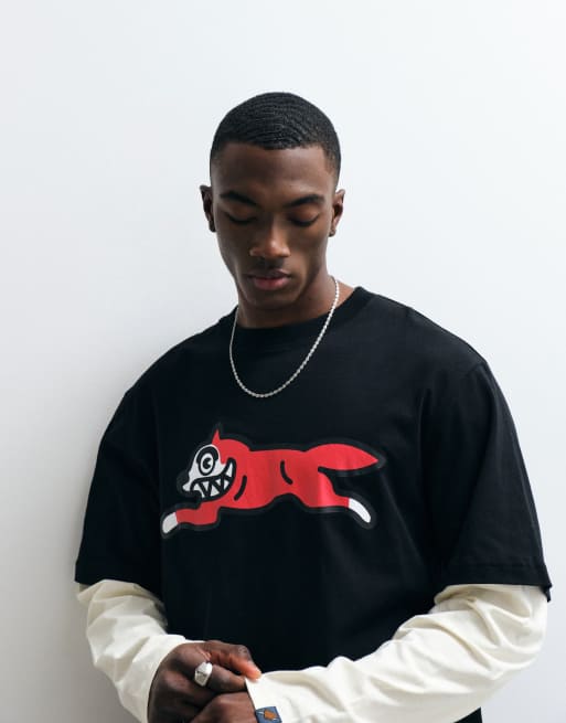 ICECREAM – Mehrlagiges Langarmshirt in Schwarz mit Running Dog-Print, 5 von 5