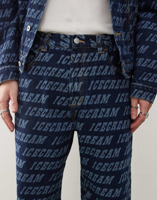 ICECREAM – Mellanblå, tvättade jeans med raka ben och monogram, del av set, 5 av 5