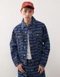 [ICECREAM] ICECREAM monogram denim trucker jacket in mid wash blue (part of a set) Chest 40-43 Blue monogram
