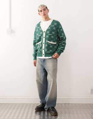 Icecream Monogram Knit Cardigan In Green