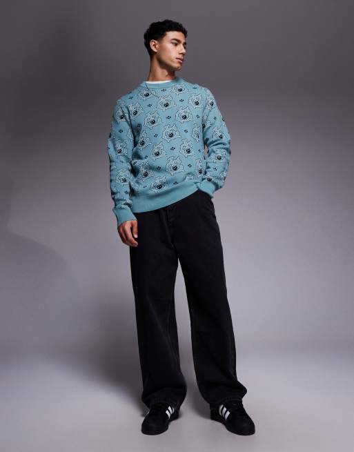 ICECREAM monogram knitted jumper in blue, 2 of 5
