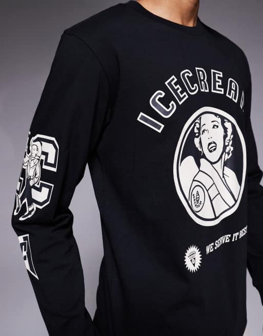 ICECREAM multi graphic long sleeve t-shirt in black, 5 of 5