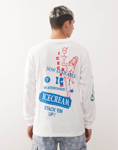 ICECREAM multi graphic long sleeve t-shirt in white - view 1