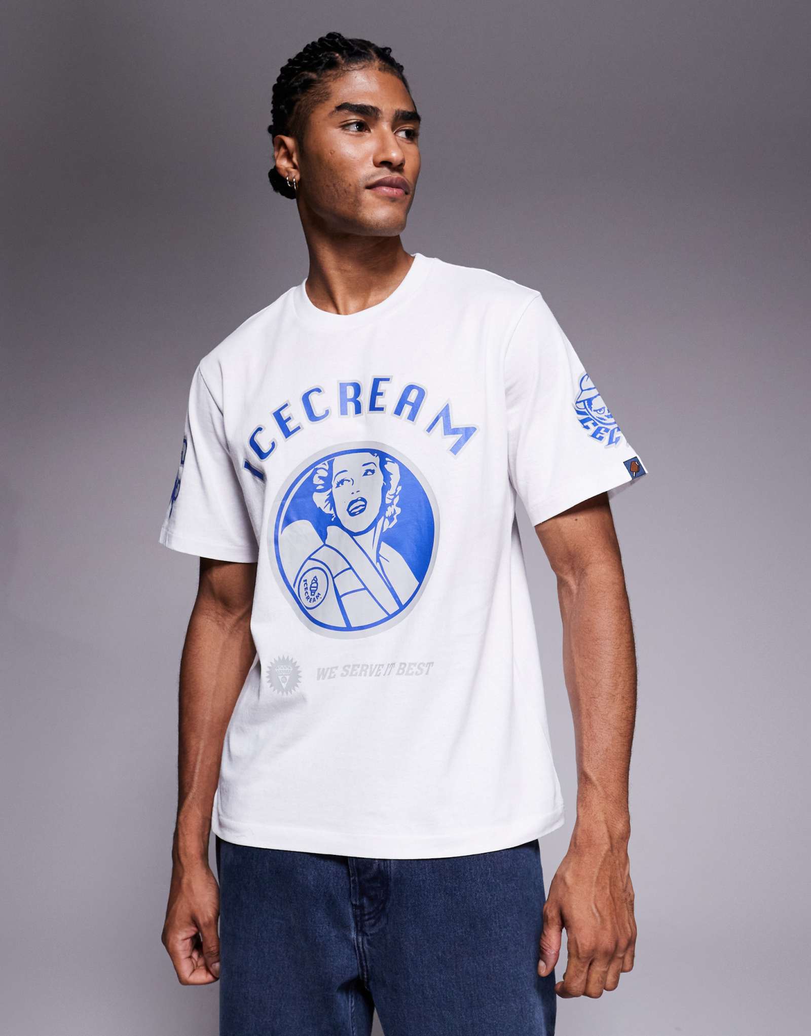 Футболка с мультиграфическим рисунком ICECREAM белого цвета