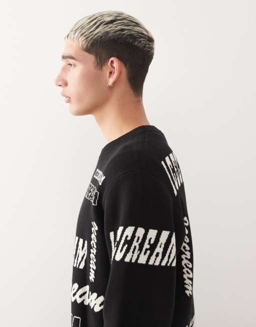 ICECREAM multi logo knit sweater in black | ASOS