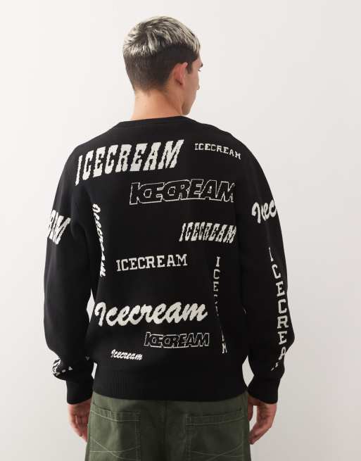 ICECREAM multi logo knitted jumper in black | ASOS