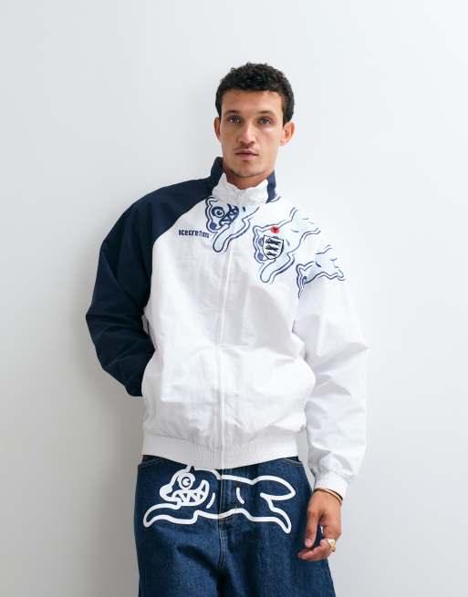 ICECREAM panelled track jacket med løbende hund i hvid, 2 af 5