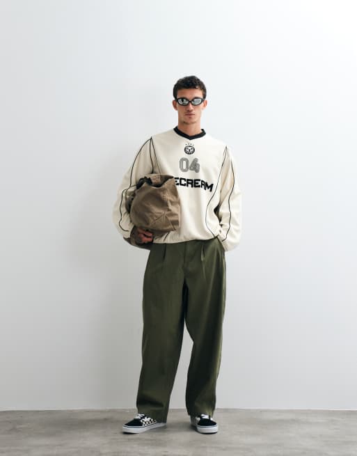 ICECREAM panelled training long sleeve t-shirt in ecru, 3 of 5