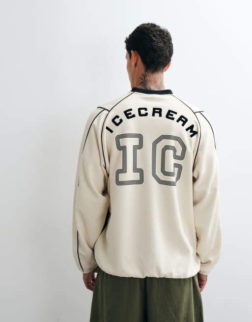 ICECREAM panelled training long sleeve t-shirt in ecru, 4 of 5