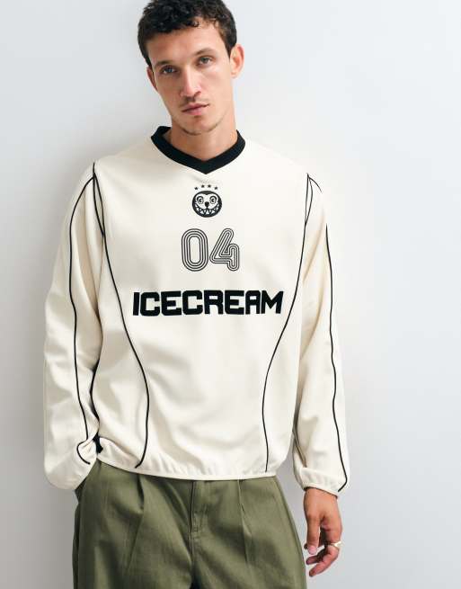 ICECREAM panelled training long sleeve t-shirt in ecru, 5 of 5