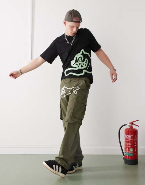 ICECREAM - Pantaloni cargo con zip kaki con cane che corre - view 1