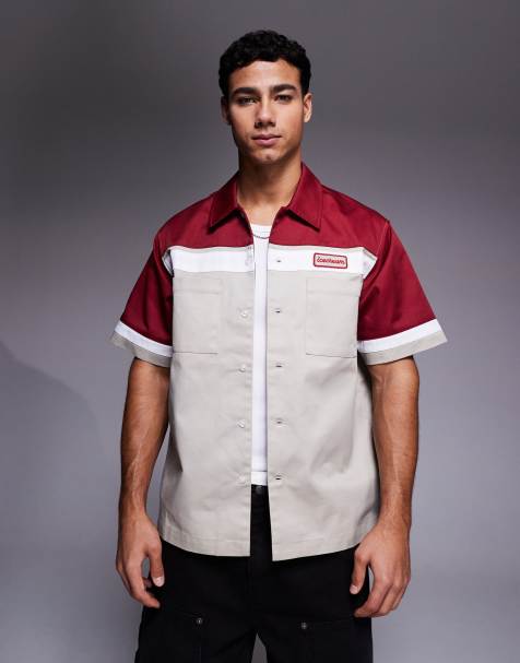 ICECREAM - Parlor - Arbejdsskjorte med beige/røde kontrastpaneler - view 1