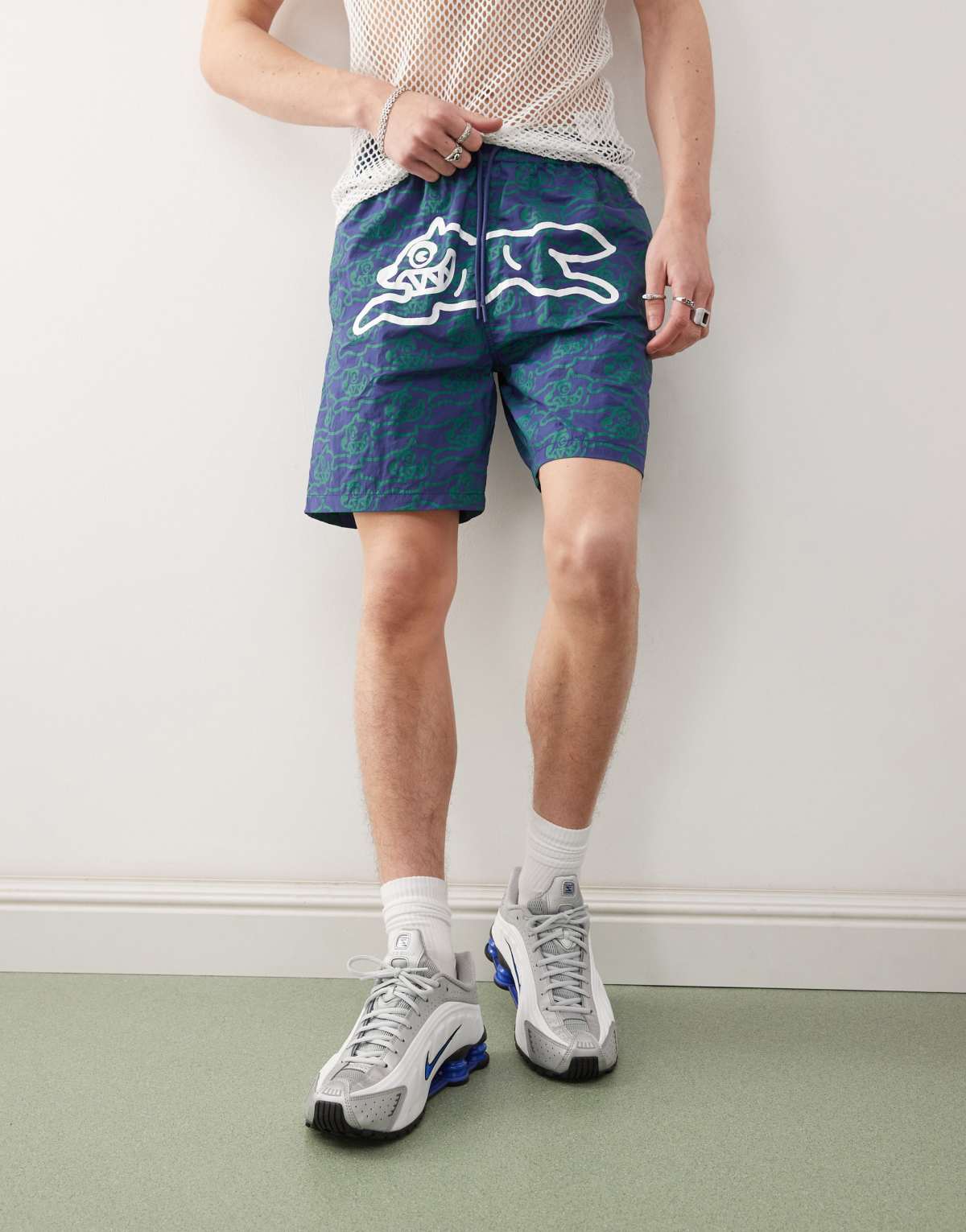 ICECREAM running dog all over print swim shorts in blue