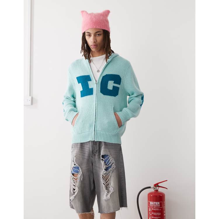ICECREAM running dog back print knit zip up hoodie in light