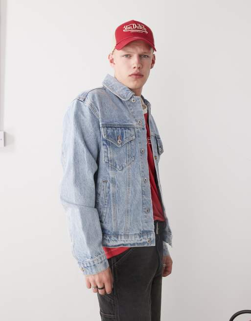 ICECREAM running dog backprint denim trucker jacket in light wash