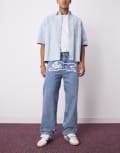 [ICECREAM] ICECREAM running dog baggy jeans with flannel in mid wash blue W28 Mid wash blue