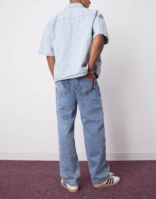 Icecream Mens Vintage Wash Blue Brand-print Straight-leg Relaxed-fit Denim Jeans In Blue