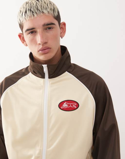 ICECREAM running dog co-ord zip through track jacket in beige and brown, 5 of 5