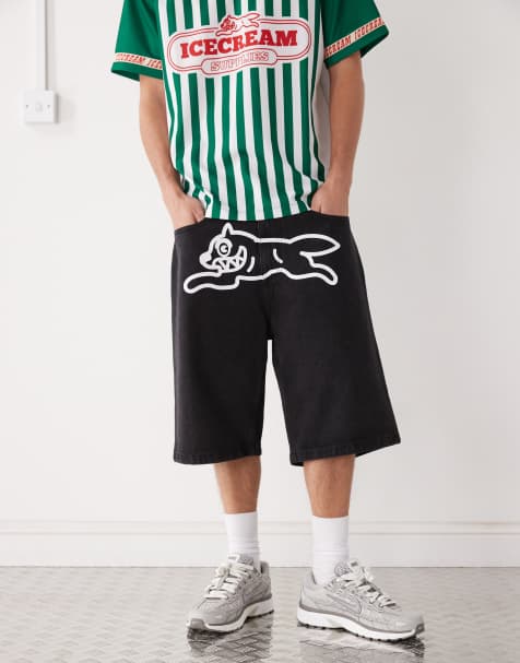 ICECREAM running dog denim shorts in black - view 1