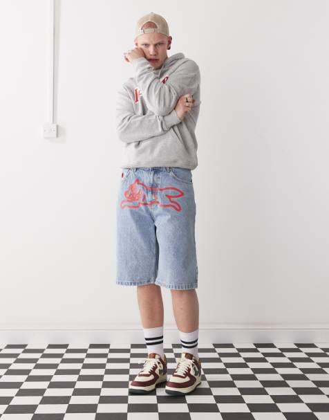 ICECREAM running dog denim shorts in light wash blue - view 1