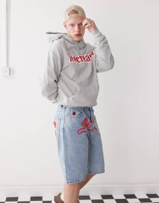 Shop Icecream Running Dog Denim Shorts In Blue