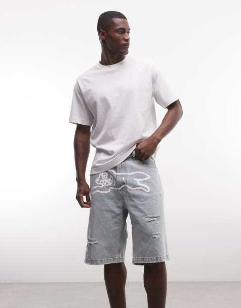 ICECREAM - Running Dog - Distressed denim short in blauw met zware wassing - view 1