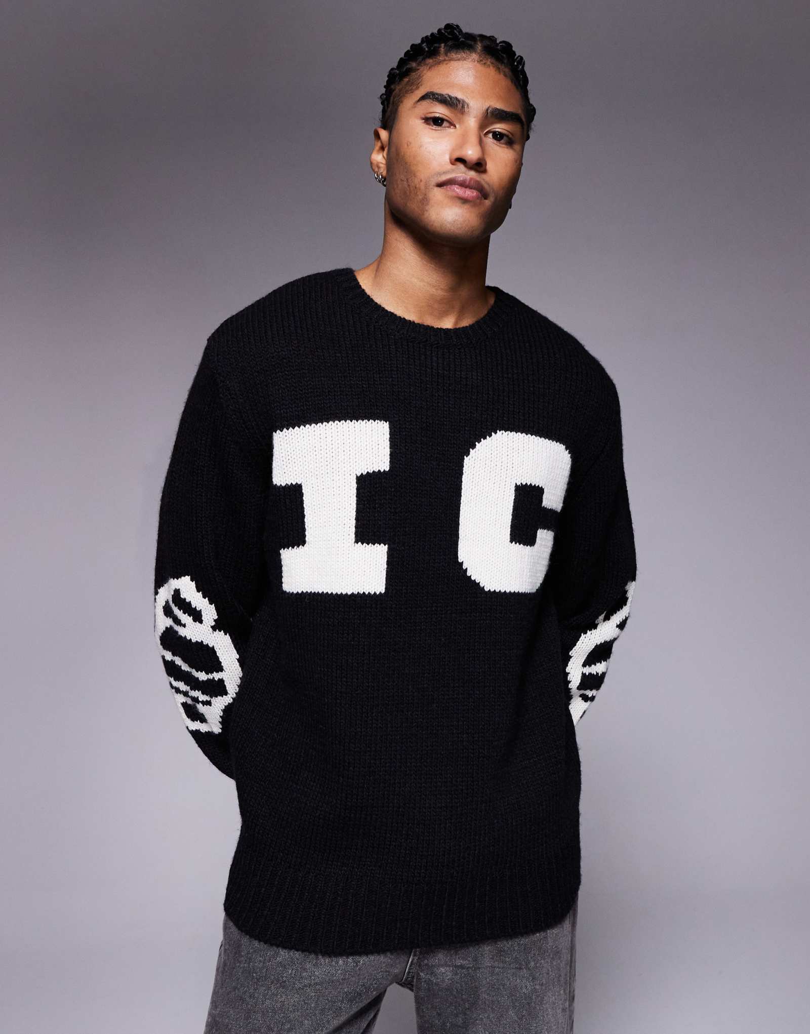 Вязаная толстовка ICECREAM running dog черного цвета