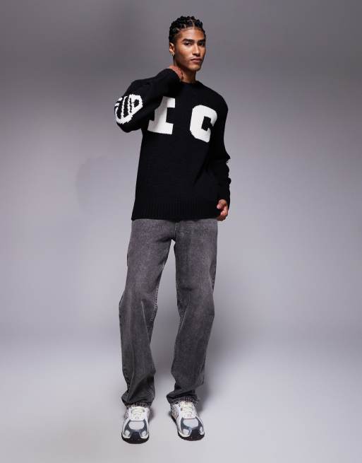 ICECREAM running dog knit sweatshirt in black | ASOS