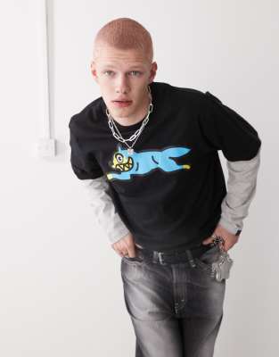 Icecream Running Dog Layered T-shirt In Black