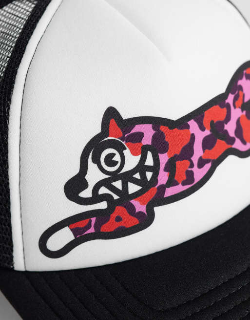 ICECREAM running dog logo icon contrast peak trucker cap in black/white, 2 of 3