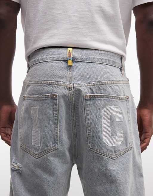 ICECREAM - Running Dog - Pantaloncini di jeans invecchiati lavaggio pesante blu, 4 di 5