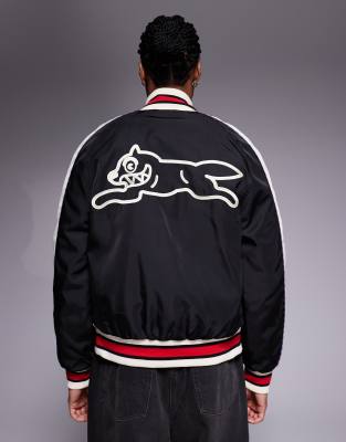 ICECREAM ICECREAM running dog satin bomber jacket in black